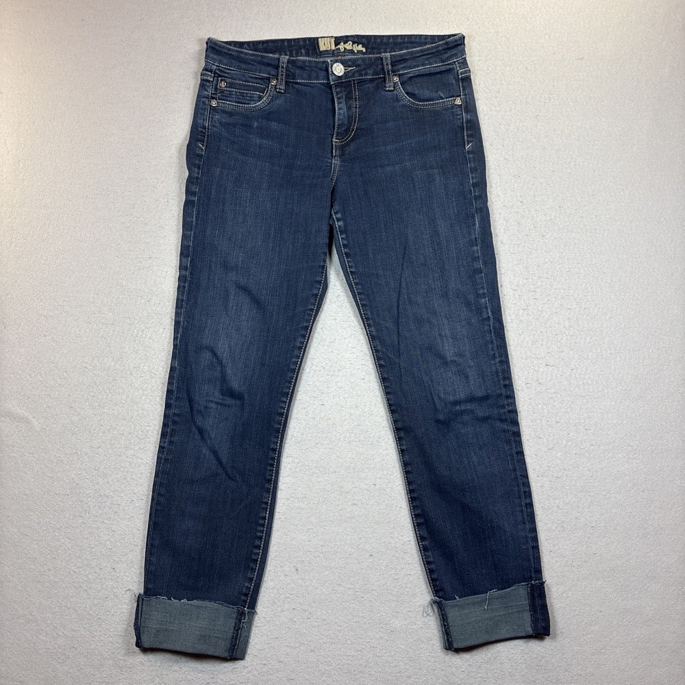 KUT from the Kloth Jeans Womens Size 6 Cuffed Cropped Straight Leg Dark Wash‎